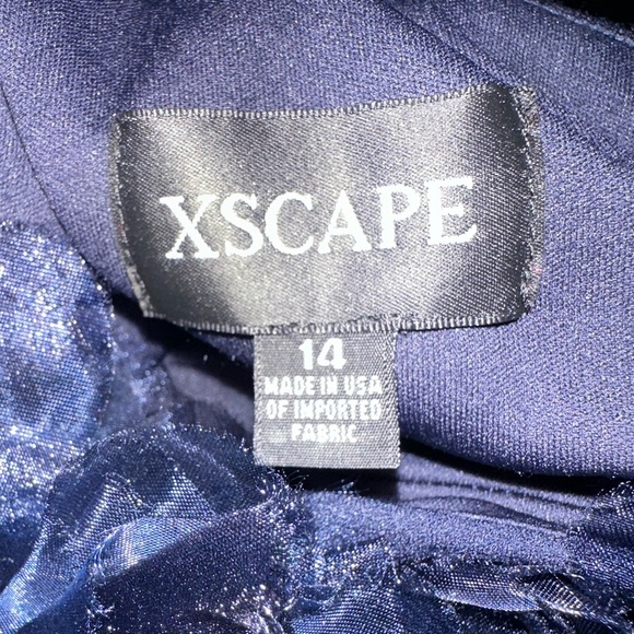 Xscape elegant navy one shoulder maxi dress size 14 - Picture 12 of 12